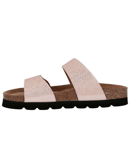 Ciabatta Donna Sabatini Crystal con Doppia Fascia Laminata e Soletta in Sughero – Cipria