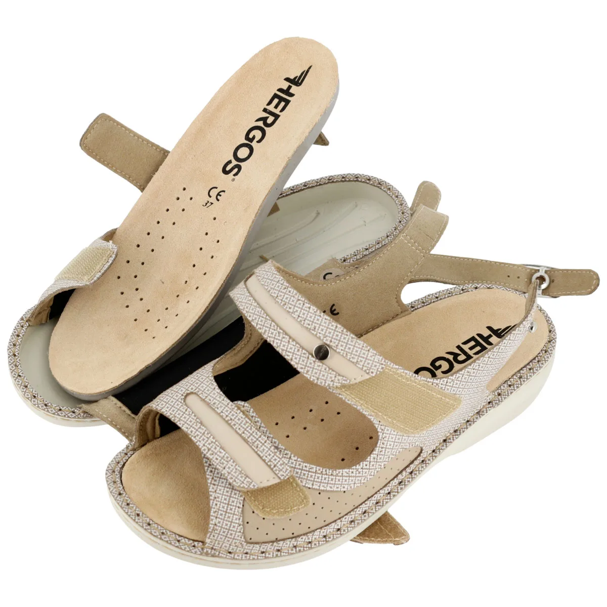 Sandalo Donna Hergos Tunisi/Forbielast Beige – Alluce Valgo Plantare Estraibile