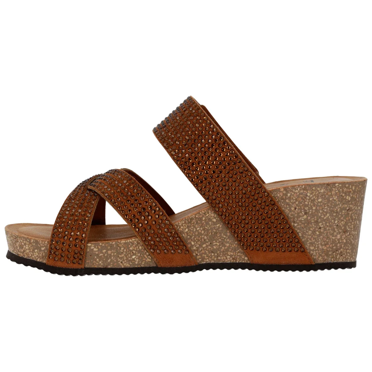 Ciabatta Donna Sabatini Diamond con Strass – Zeppa Sughero e Memory Foam – Bronzo