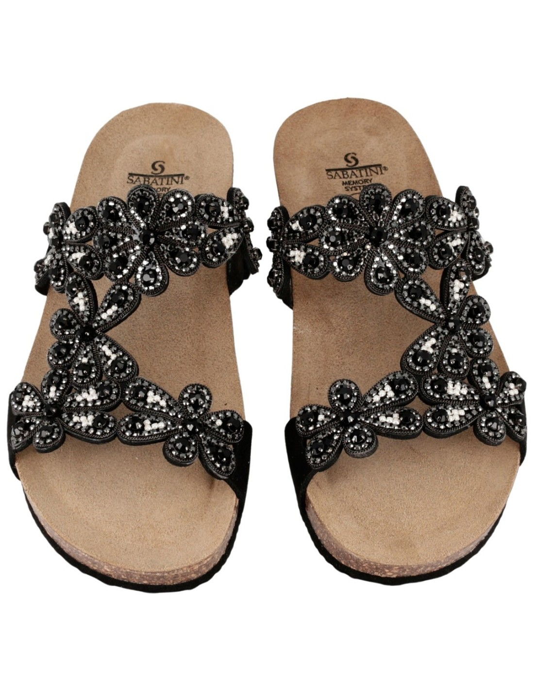 Sandalo Gioiello con Suola Memory - Butterfly Nero | Sabatini