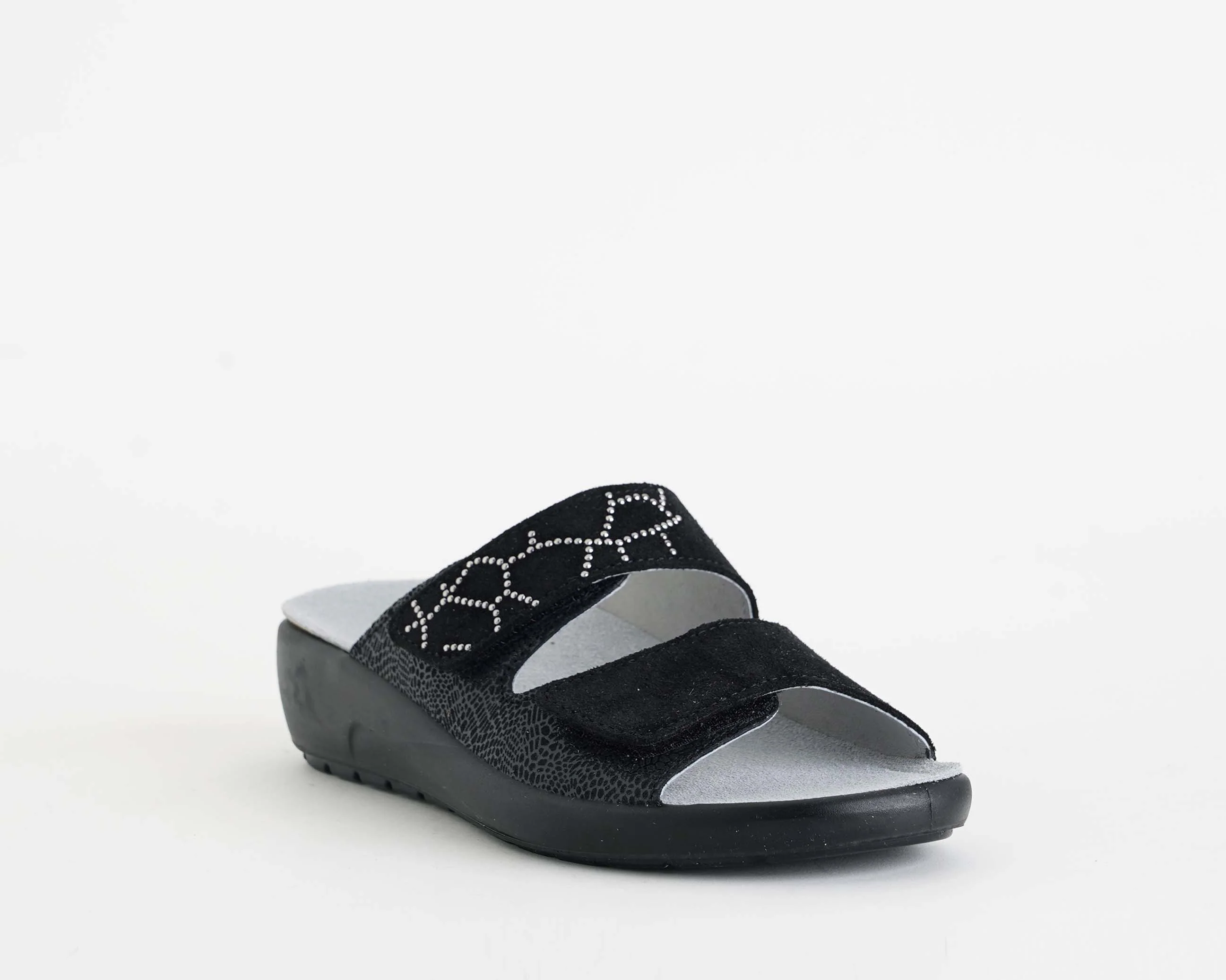 Ciabatta Melluso Donna Due Fasce Velcro Nero