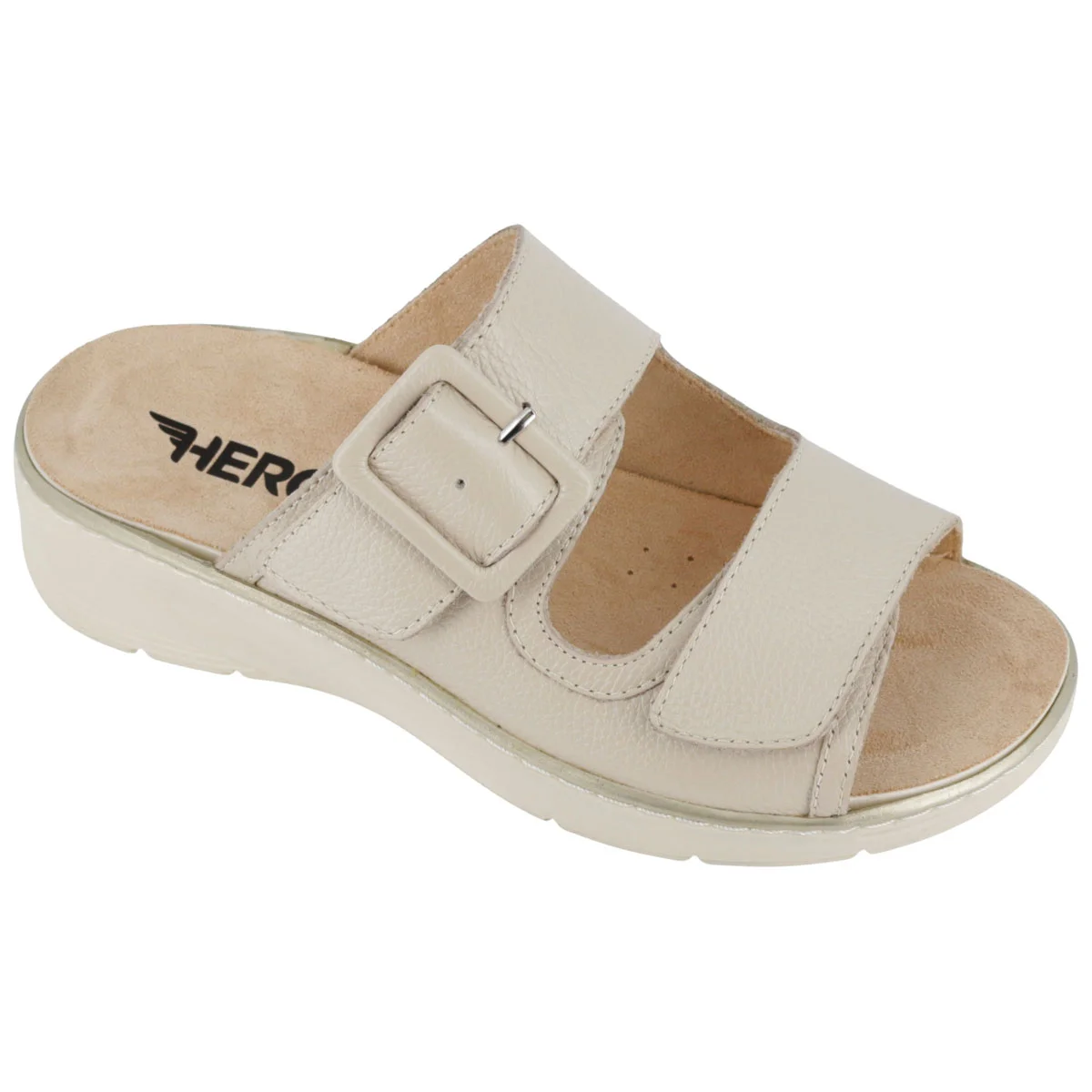 Ciabatta Donna Hergos Smart/Panna - Plantare Estraibile Suola Antiscivolo Doppio Velcro