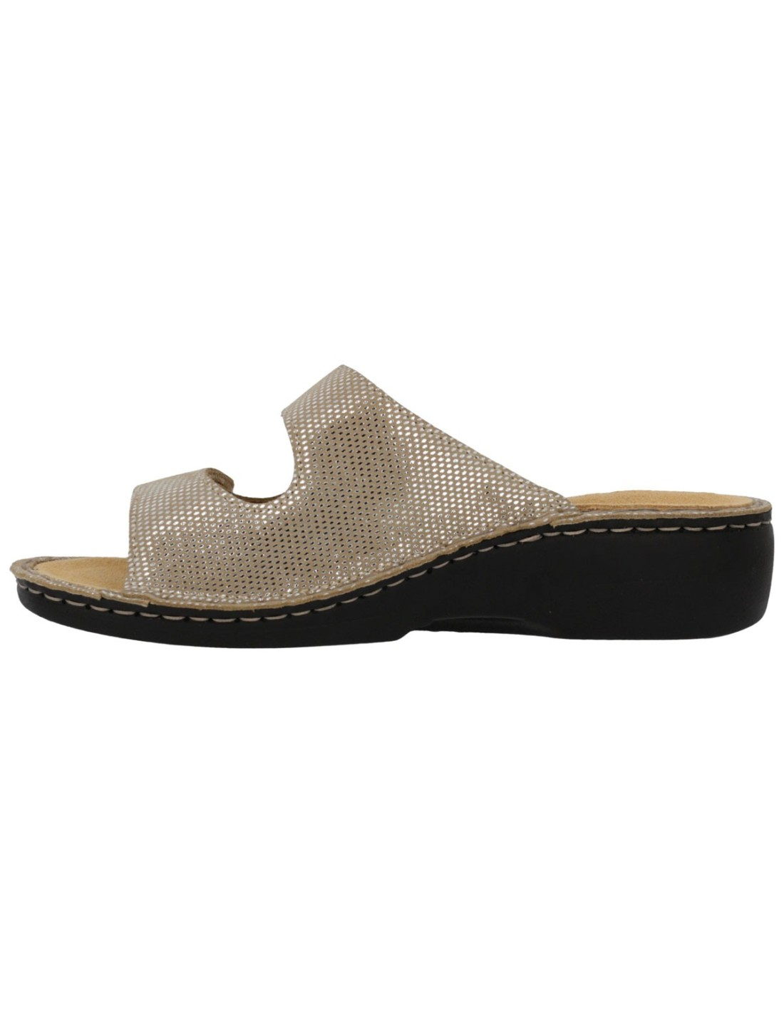 Ciabatta Hergos in pelle con doppia fascia regolabile e plantare estraibile - Sirio Beige