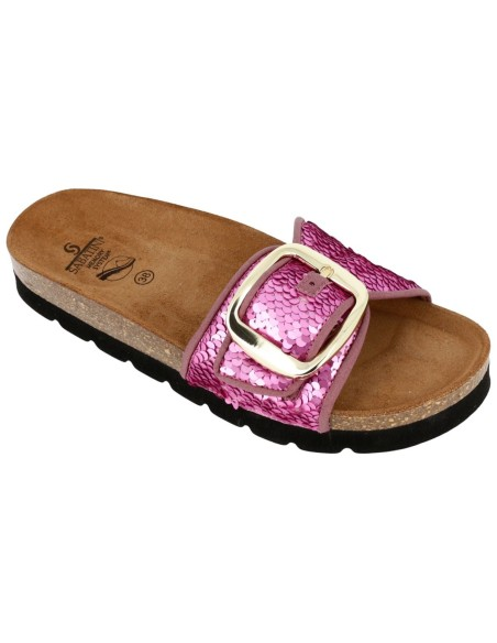 Ciabatta Donna Sabatini Change System con Fascia Paillettes e Fibbia Maxi – Soletta Anatomica in Sughero