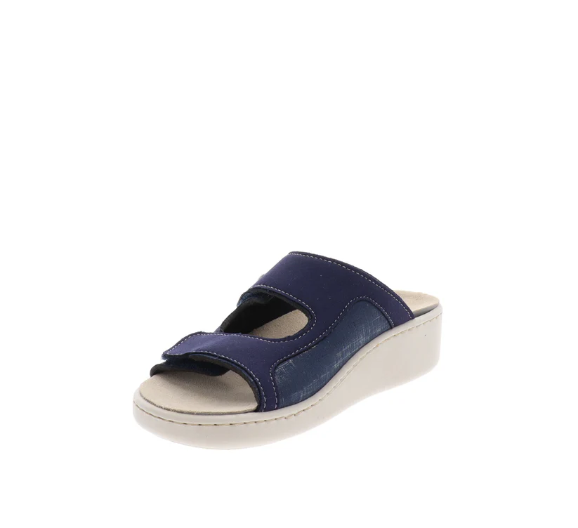Ciabatte Donna Valleverde – Pelle e Tessuto Blu