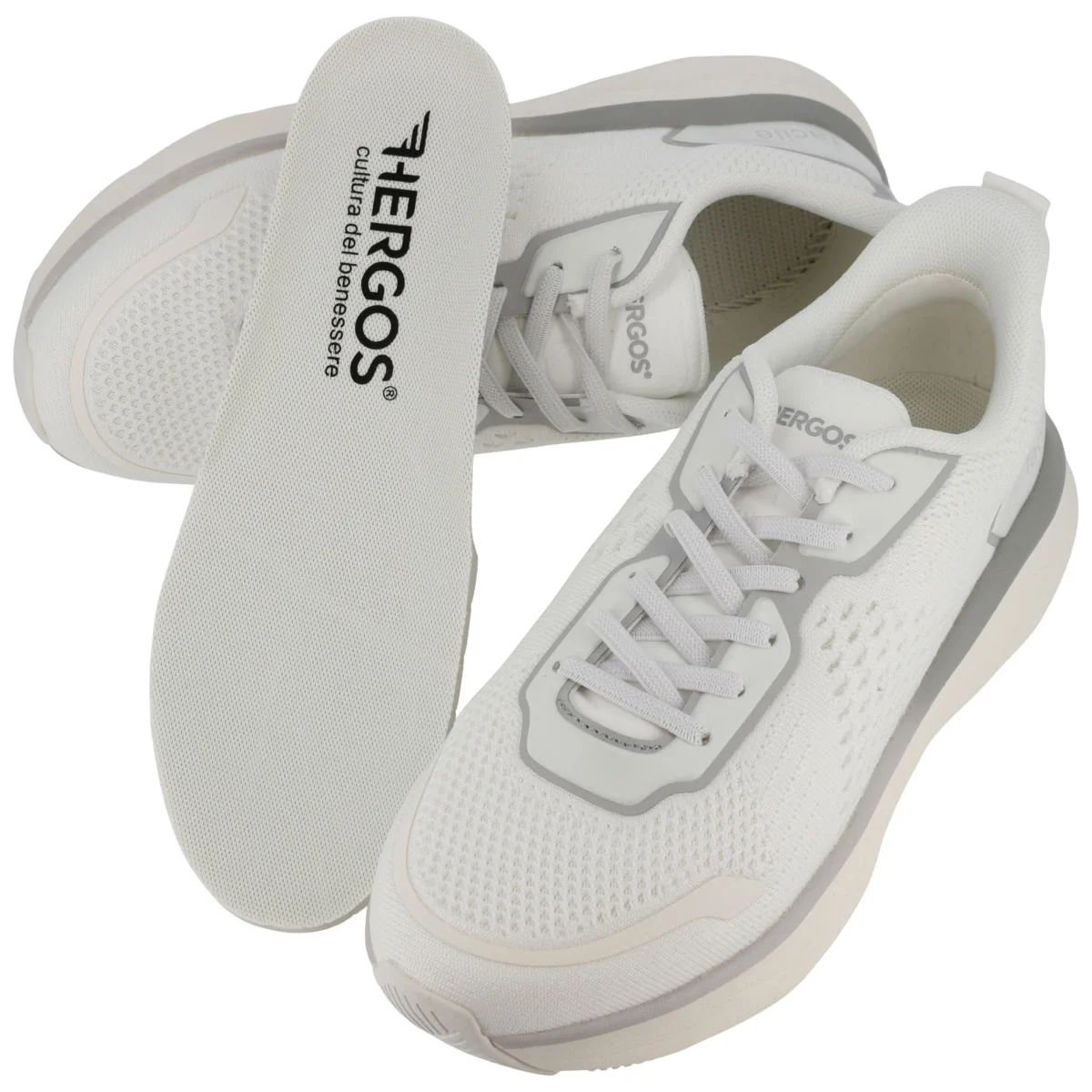 Hergos H3840 – Sneaker Comfort Ultraleggera con Plantare Estraibile | Bianco