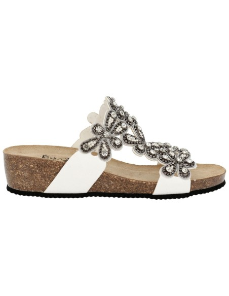 Ciabatta Gioiello Donna Sabatini con Applicazioni Floreali in Strass – Suola Sughero Memory Foam – 3 Colori