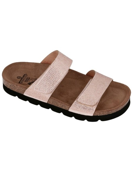 Ciabatta Donna Sabatini Crystal con Doppia Fascia Laminata e Soletta in Sughero – Cipria