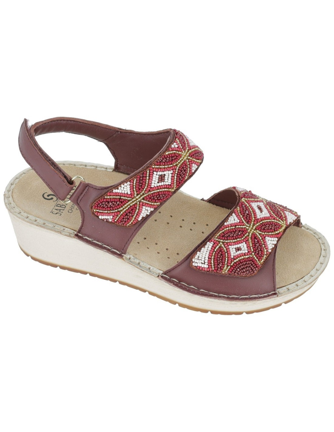 Sandalo Donna Sabatini con Perline Geometriche e Doppia Fascia Regolabile