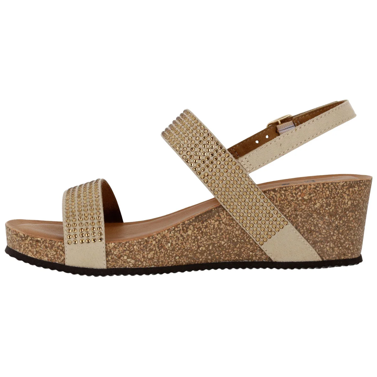 Sandalo Donna Sabatini Diamond con Strass – Zeppa Sughero e Memory Foam – Beige