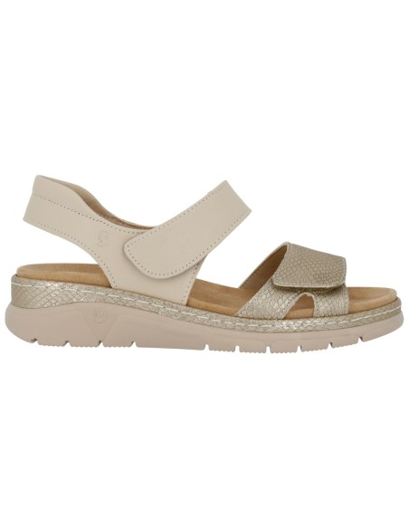 Sandalo Donna Sabatini in Pelle Bicolore con Effetto Pitone Laminato e Plantare Estraibile – Platino Panna