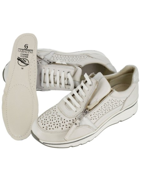 Sneaker Donna Sabatini S6020 – Vitello Bianco con zip