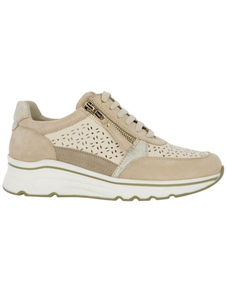Sneaker Donna Sabatini Change System in Pelle Traforata con Zip – Plantare Estraibile – Sabbia