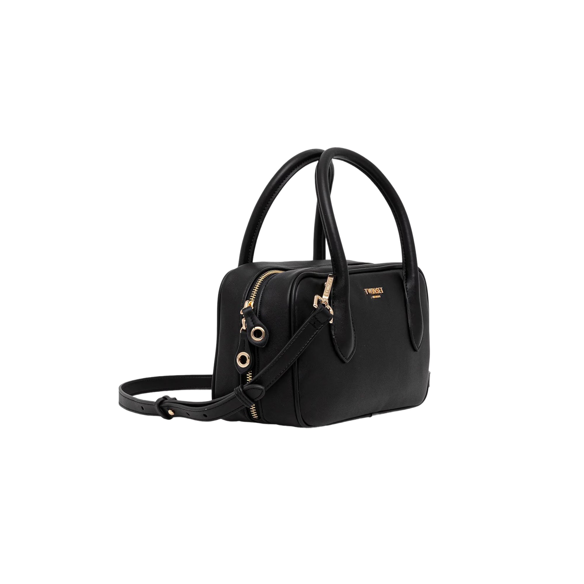 TWINSET Borsa Donna a Mano Nera Bauletto con Tracolla Removibile