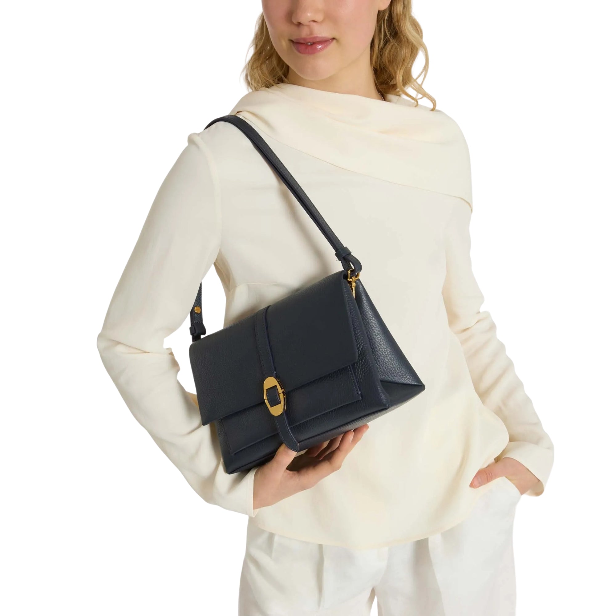 COCCINELLE Borsa Donna Marrone con Tracolla Regolabile, In Vera Pelle, Dorian Small