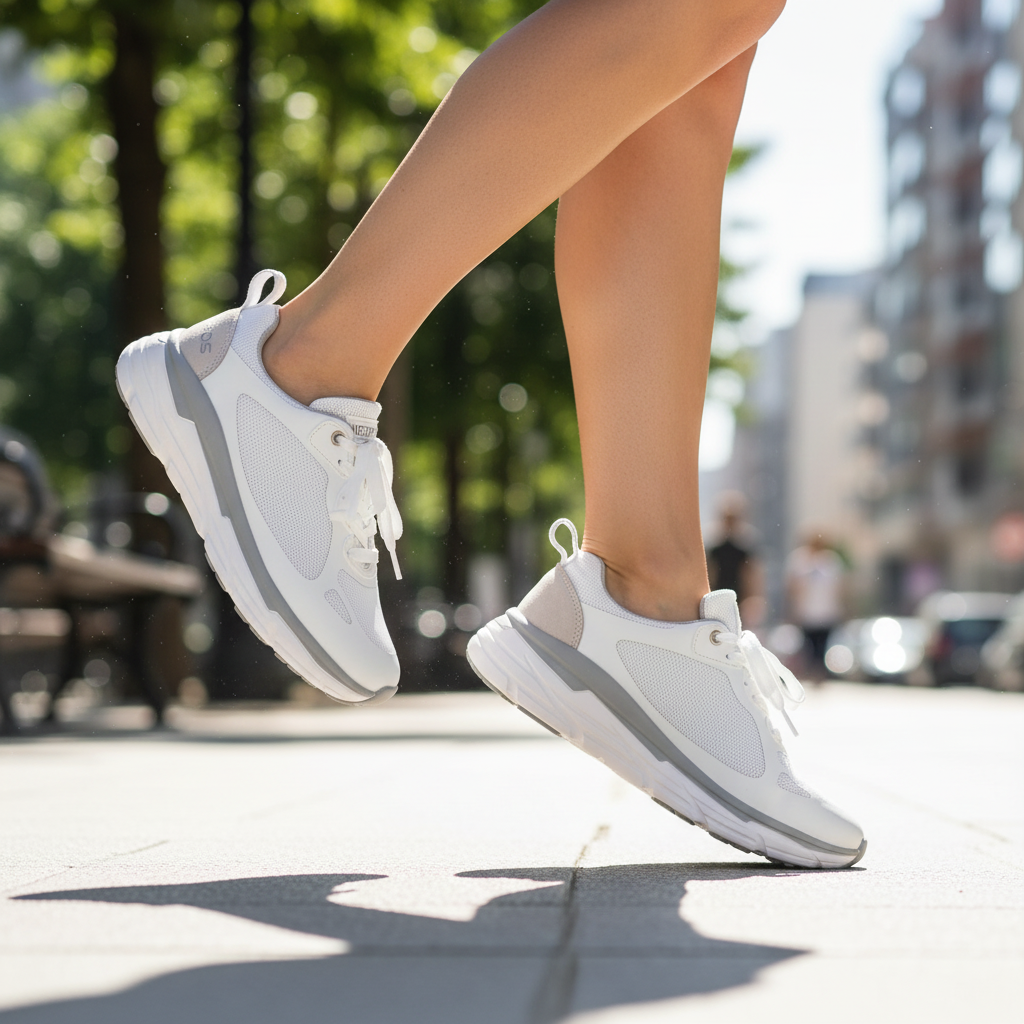 Sneaker Donna Hergos Hong Kong – Ultraleggera Tessuto Bianco | Suola Ergonomica
