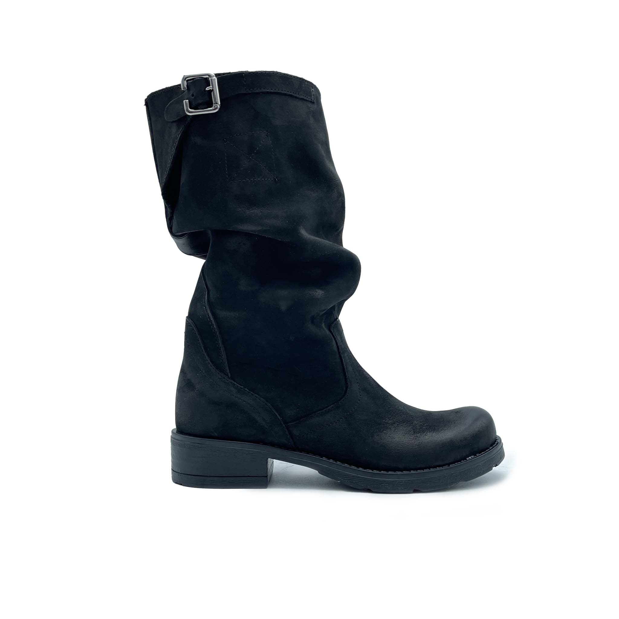 Stivale BIKER in Nabuk Nero sfumato